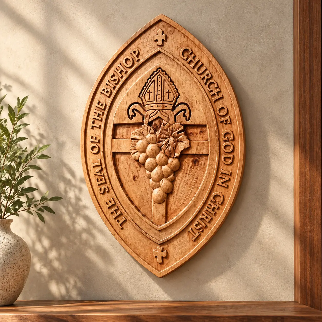 Bishop's Seal Plaque, hand-carved logos, crests & emblem by The Zen Woodcrafts