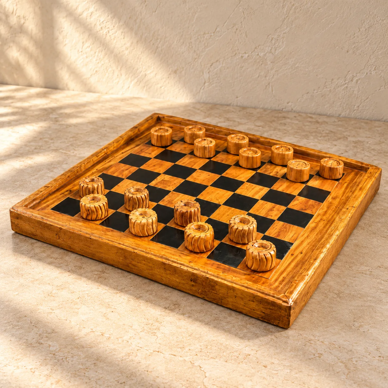 Hand-Carved Draughts Board, hand-carved personalised gifts & keepsake by The Zen Woodcrafts