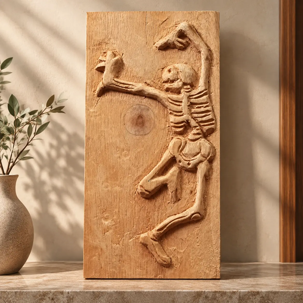 Dancing Skeletons Pair, hand-carved sculpture & figurative carving by The Zen Woodcrafts