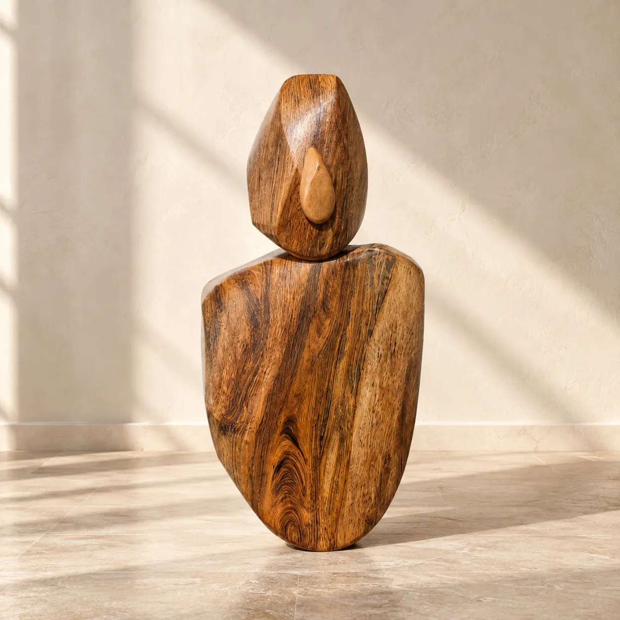Abstract Totem Sculpture, hand-carved sculpture & figurative carving by The Zen Woodcrafts