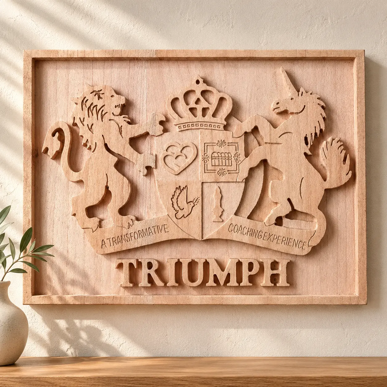 Corporate Coat of Arms Plaque, hand-carved logos, crests & emblem by The Zen Woodcrafts
